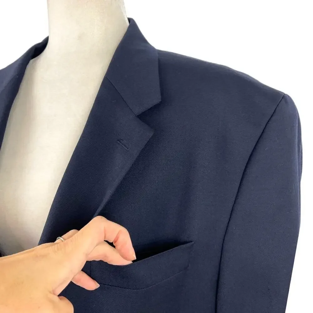 Ralph Lauren Navy Men's 42L Single Breasted Two Button 100% Wool Suit Jacket